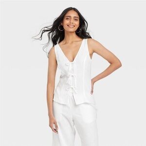 Target Linen Tie-Front Sleeveless Top